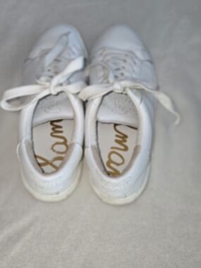 Sam Edelman Size 7 Ethyl White Leather Lace-Up Sneakers